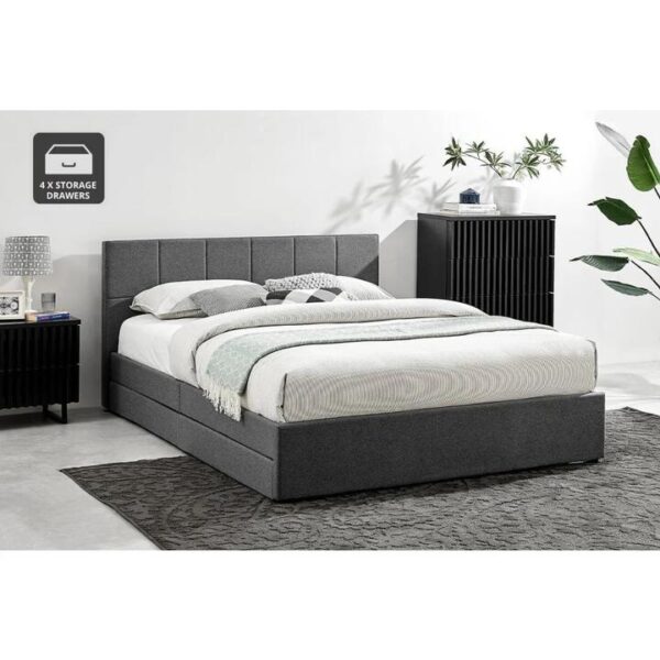 Theodore Storage Bed Frame with Drawers - King Charcoal - King