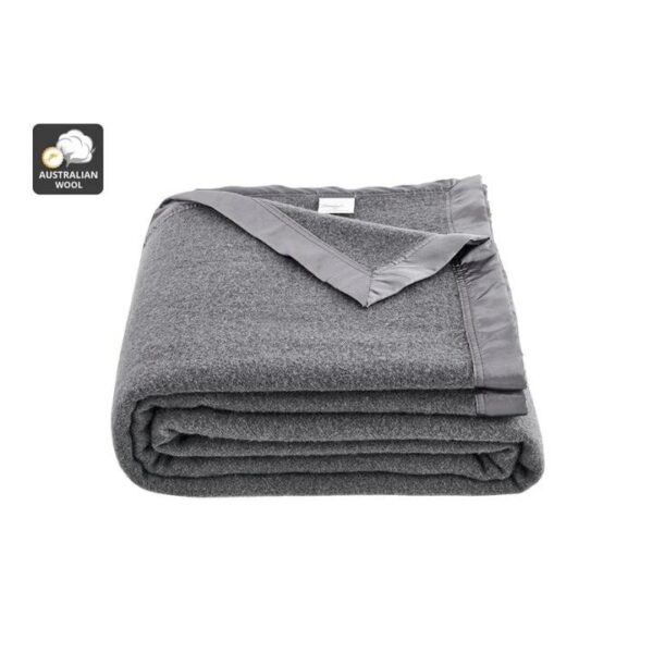 Trafalgar 100% Australian Wool Blanket - Charcoal, Queen/King