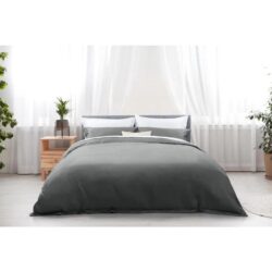 Trafalgar 1200TC Cotton Rich Quilt Cover Set - Grey, King - King