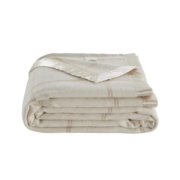 Trafalgar Merino Wool Blend Blanket - Cream, Single/Double - Single/Double