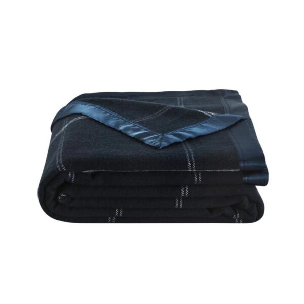 Trafalgar Merino Wool Blend Blanket - Navy, Queen/King - Queen/King
