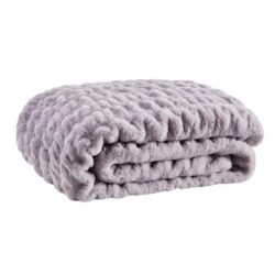 Trafalgar Rouched Faux Fur Blanket - Lilac, 180cm x 200cm