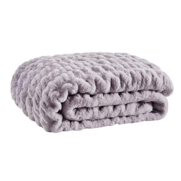 Trafalgar Rouched Faux Fur Blanket - Lilac, 180cm x 200cm