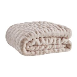 Trafalgar Rouched Faux Fur Blanket - Pink, 180cm x 200cm