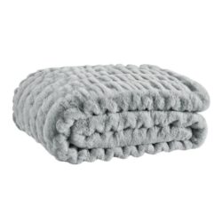 Trafalgar Rouched Faux Fur Blanket - Silver, 180cm x 200cm