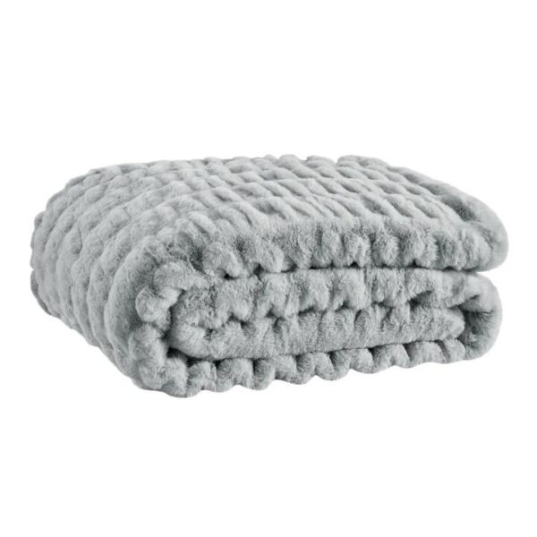 Trafalgar Rouched Faux Fur Blanket - Silver, 180cm x 200cm