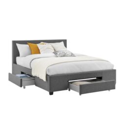 Venice Collection 3 Drawer Bed Frame - Charcoal, Queen - Queen