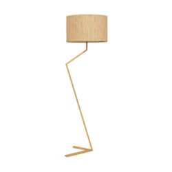 Waldo Classic Oriental Metal Stand Floor Lamp Light Fabric and Paper Veneer Shade - Wood