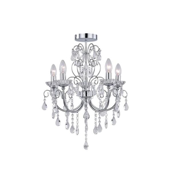 Walker Modern Classic 5-Light Hanging Chandelier Lamp Light Chrome Large