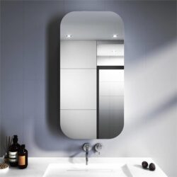 White 450x900mm Rectangle Mirror Cabinet Medicine Shaving Bathroom Wall Hung/In-wall