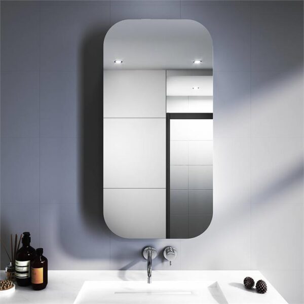 White 450x900mm Rectangle Mirror Cabinet Medicine Shaving Bathroom Wall Hung/In-wall