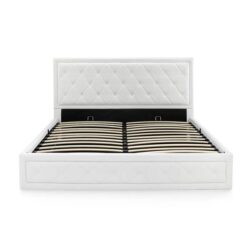 Winslow Gas Lift Bed Frame - White, Queen - Queen