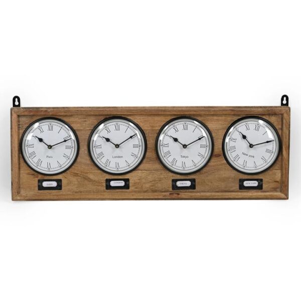 World Clock Roman Numeral Timber