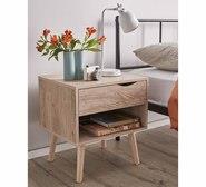 Yarra Bedside Table With Usb Charger Brown 1 Drawer