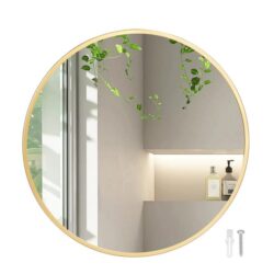 Yezi Bathroom Wall Mirror Round Large Vanity Makeup Mirrors Decor Frame 60cm
