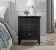 Zia 3 Drawer Bedside Table Black