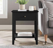 Zia Fluted 1 Drawer Side Table Black