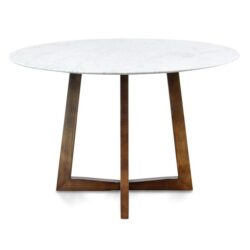 Zodiac 1.15m Round Marble Dining Table - Dark Brown Base by Interior Secrets - AfterPay Available