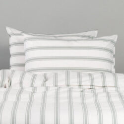 Canningvale Modella Stripe Quilt Cover Set - White, Single, 100% Cotton