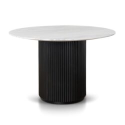 Ex Display - Elino 1.2m Round White Marble Dining Table - Black by Interior Secrets - AfterPay Available