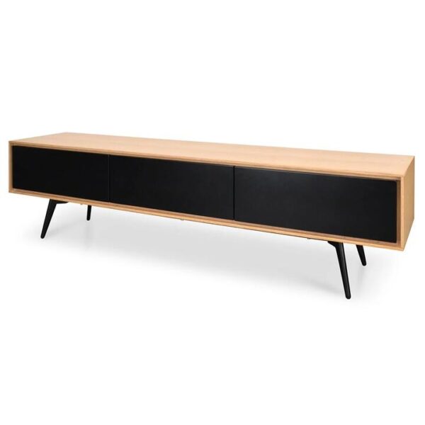 Ex Display - Liam 180cm TV Unit With Black Drawers - Natural by Interior Secrets - AfterPay Available