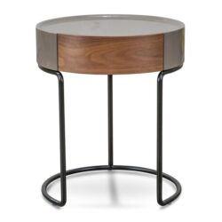 Marcos Scandinavian Round Side Table - Walnut by Interior Secrets - AfterPay Available