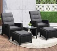 Nixon 2 Seater Pe Rattan Outdoor Lounge And Ottoman Set Black