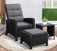 Nixon Pe Rattan Outdoor Lounge Set Black