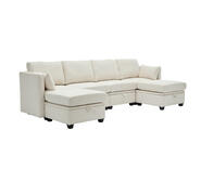 Pymble 4 Seater Modular Sofa With Double Storage Ottomans Neutral 3 Seater