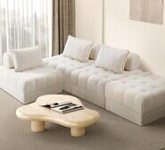 Set Of 3 Gallery Boucle Armless Lounge Chairs With Ottoman White