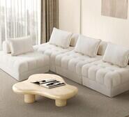 Set Of 4 Gallery Upholstered Armless Lounge Chairs White