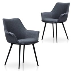 Set of 2 - Nola Fabric Dining Chair - Charcoal Grey by Interior Secrets - AfterPay Available