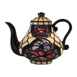 Alicia Tiffany Style Stained Glass Teapot Statue Table Lamp