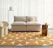 Almere Geometric Washable Rug Yellow Large