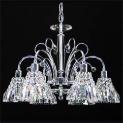 Aphrodite Asfour Crystal Chandelier, 6 Arm, Chrome