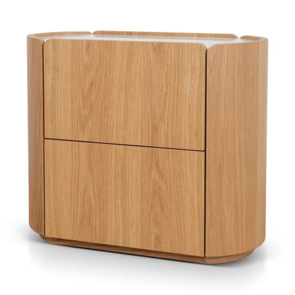 Arnar 60cm Bedside Table - Natural Oak with Marble Top by Interior Secrets - AfterPay Available