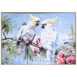 "Aussie Bird Romance" Framed Canvas Wall Art, Cockatoos, 102cm