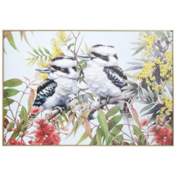"Aussie Bird Romance" Framed Canvas Wall Art, Kookaburras, 102cm