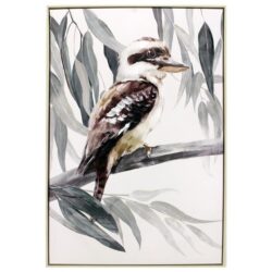 "Australian Native Birds" Framed Canvas Wall Art Paint, Kookaburra, 90cm