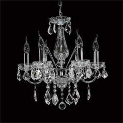 Basel Asfour Crystal Chandelier, 6 Arm, Chrome
