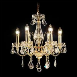 Basel Asfour Crystal Chandelier, 6 Arm, Gold