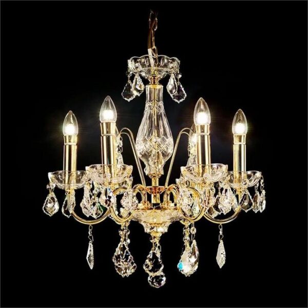 Basel Asfour Crystal Chandelier, 6 Arm, Gold