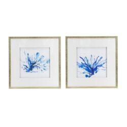 "Blue Seaweed" 2 Piece Framed Wall Art Print Set, 56cm
