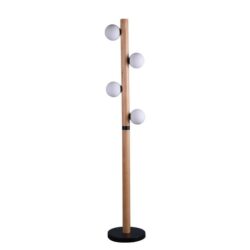 Burke Metal Base Wood Grand Finish Standing Floor Light Lamp Black/Wood