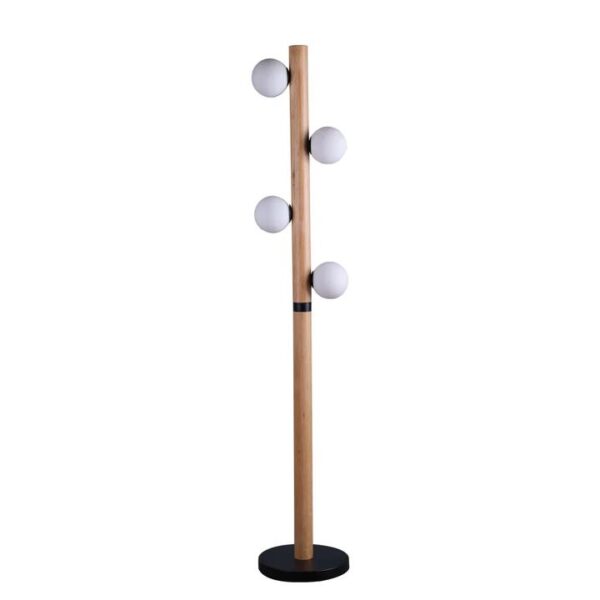 Burke Metal Base Wood Grand Finish Standing Floor Light Lamp Black/Wood