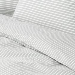 Canningvale Modella Stripe Quilt Cover Set - White, Queen, 100% Cotton