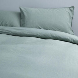 Canningvale Vintage Quilt Cover Set - Dusty Green Melange, Queen, Softwash Cotton