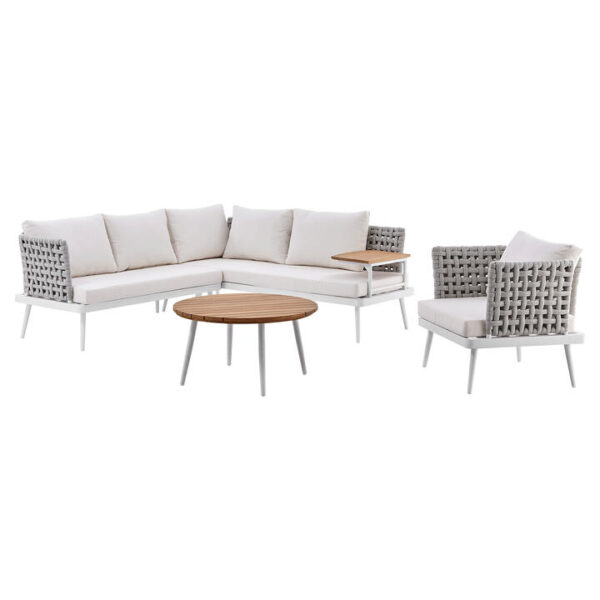 Casey 4 Piece Outdoor Corner Sofa & Coffee Table Set, 4+1 Seater