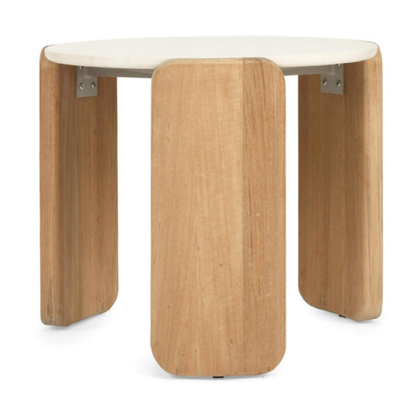 Castano Marble & Teak Timber Indoor / Outdoor Round Side Table