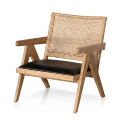 Castro Rattan Armchair - Distress Natural and Black Seat by Interior Secrets - AfterPay Available